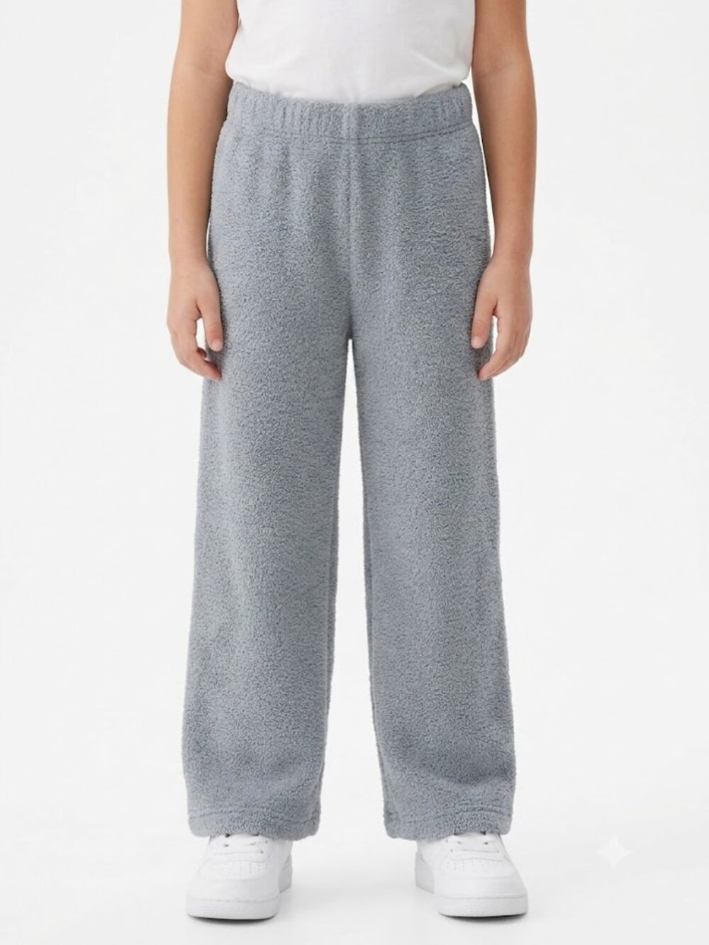 Girls Sky Blue Plush Textured Loungewear Pants Size 6‑6X Cozy Pull‑On Fabric